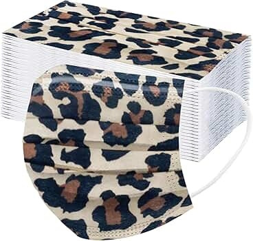 Adult Leopard Printed Disposable Face_Masks Protection, Three Layer Breathable Elastic Covering F... | Amazon (US)