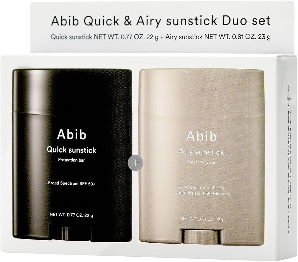 Abib Airy & Quick Sunstick DUO SPF50+ Broad Spectrum Semi-Matte & Quick Glowy Finish, No White Ca... | Amazon (US)