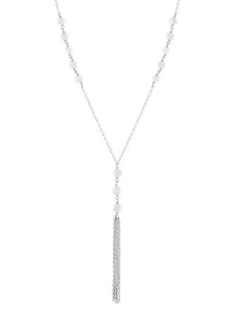 30 Inch Fine Silver Plated Freshwater Pearl Station Tassel Necklace | Belk