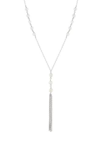 30 Inch Fine Silver Plated Freshwater Pearl Station Tassel Necklace | Belk