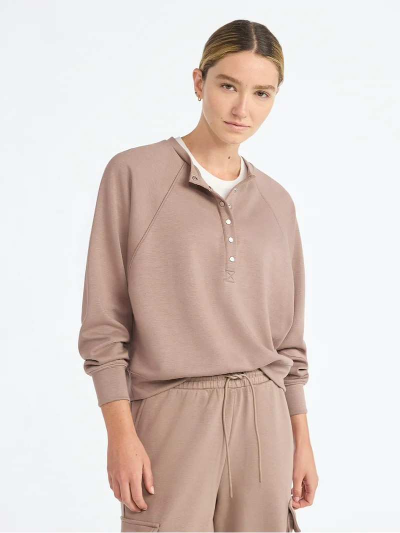 Scoop Women’s New Scubaknit Raglan Henley Top, Sizes XS-XXL | Walmart (US)