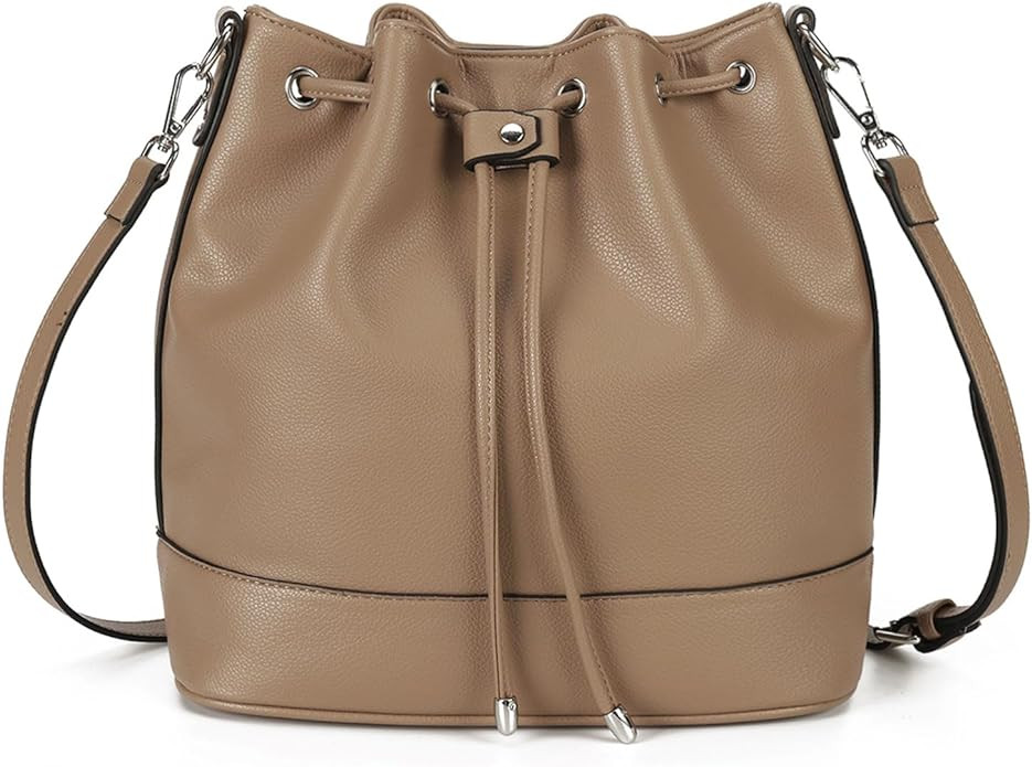 AFKOMST Bucket Bags and Purses For Women Drawstring Hobo and Shoulder Handbags with 2 Detachable ... | Amazon (US)
