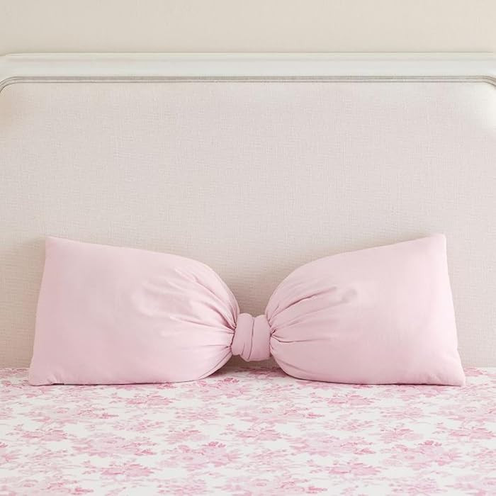 AceOrbit Pink Long Bow Pillow 12 x 30 Inch 100% Cotton Oversized Pillow Coquette Big Bow Shaped C... | Amazon (US)