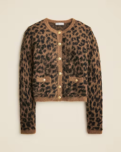 Brushed sweater lady jacket in leopard print | J. Crew US