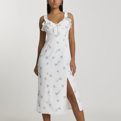 White floral midi slip dress | River Island (UK & IE)