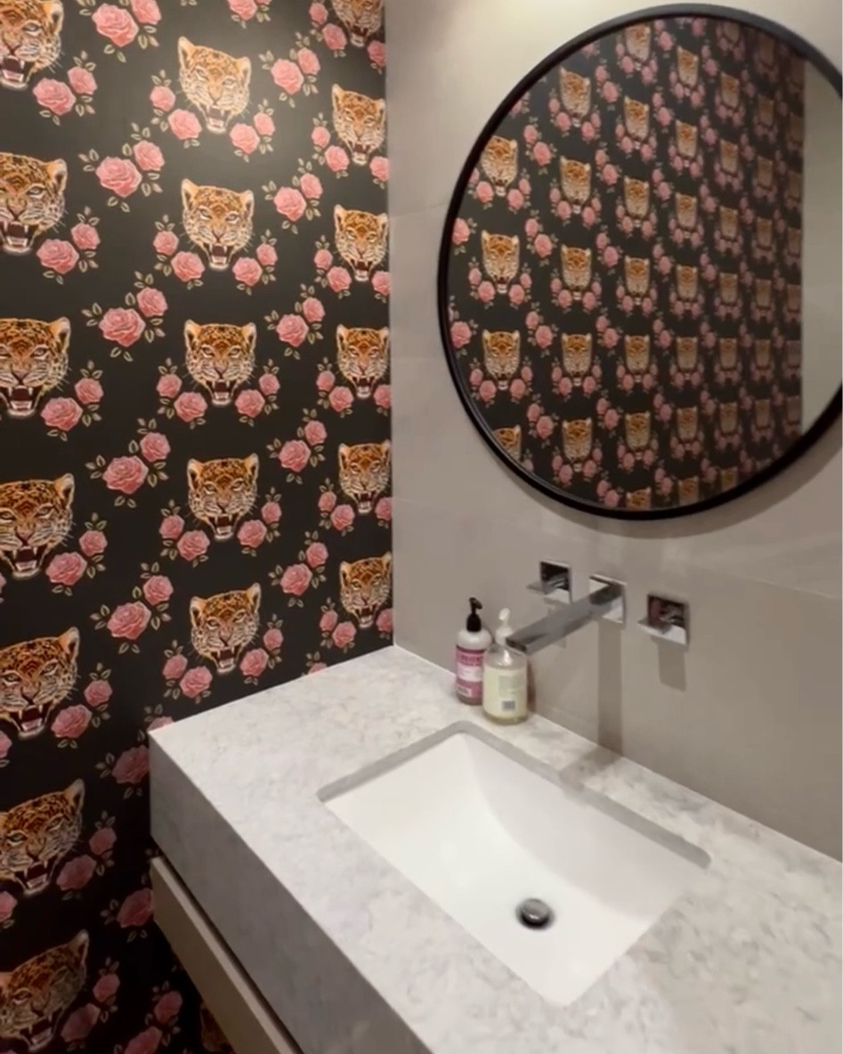 Bringing character and glam back into this powder bath with bold wallpaper. 💘🐯

#LTKstyletip #LTKMostLoved #LTKhome