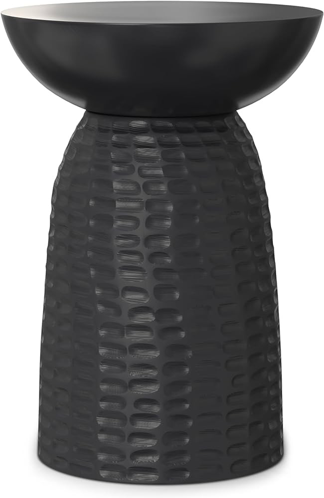 SIMPLIHOME Boyd SOLID MANGO WOOD 13 inch Wide Round Contemporary Wooden Accent Table in Black, Fu... | Amazon (US)