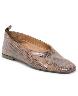 Dolce Vita Women's Kory Square Toe Flats - Snake Print/Tan Embossed Leather | Macy's