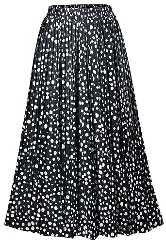 Basoteeuo Womens Skirt Leopard Print Midi Long Shirring Pleated Skirts High Waisted A Line Skirts | Amazon (US)
