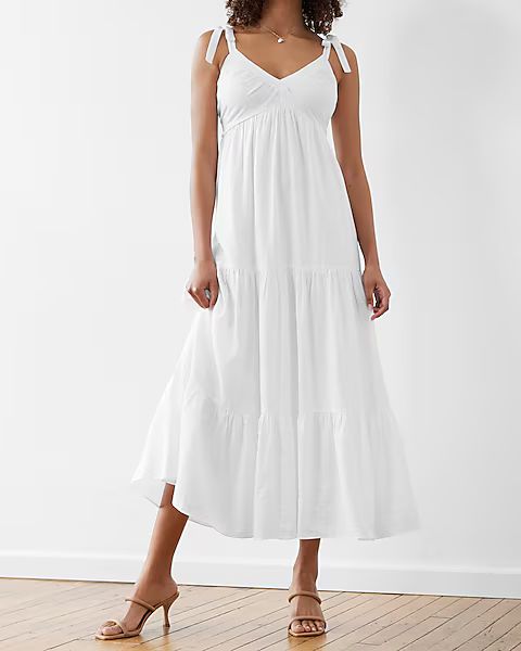 Tie Shoulder Tiered Maxi Dress | Express