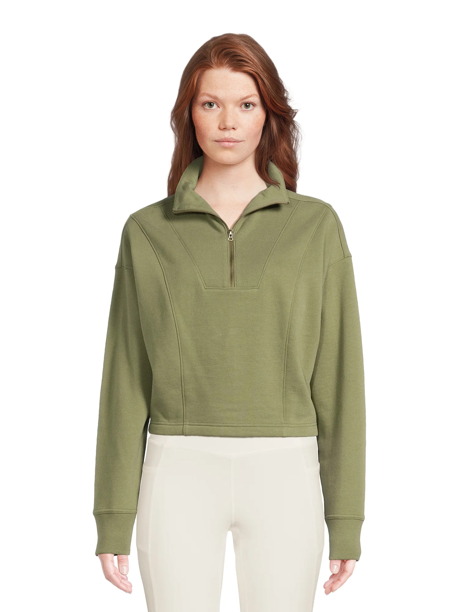 Avia Women's Quarter Zip Cropped Sweatshirt | Walmart (US)