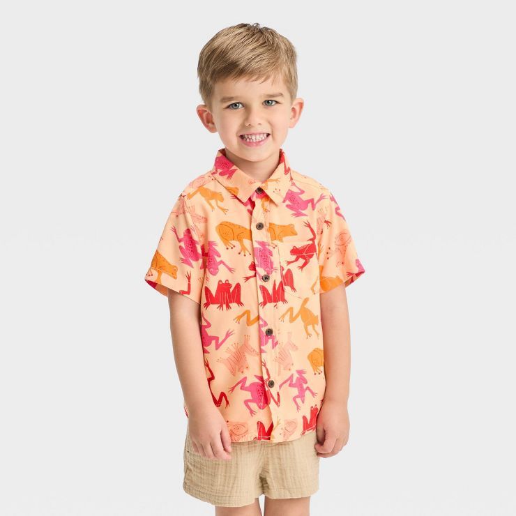 Toddler Boys' Short Sleeve Peach Frog Shirt - Cat & Jack™ Orange | Target