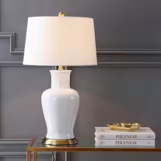 JONATHAN Y Julian 29 in. White/Gold Ceramic Table Lamp JYL4026A - The Home Depot | The Home Depot