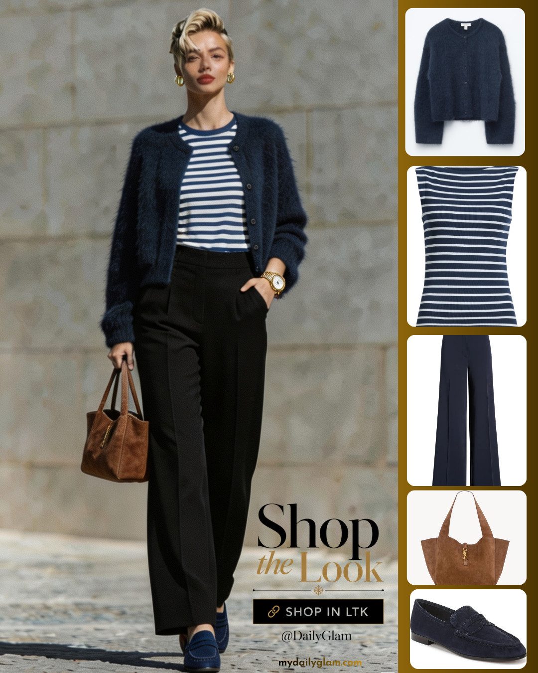 Easy Elevated Outfit | Navy Cardigan + Tailored Black Trousers

#prefalloutfit #businesscasual #wardrobeessentials #chicoutfit 

 #LTKootd #LTKOver40 #LTKWorkwear