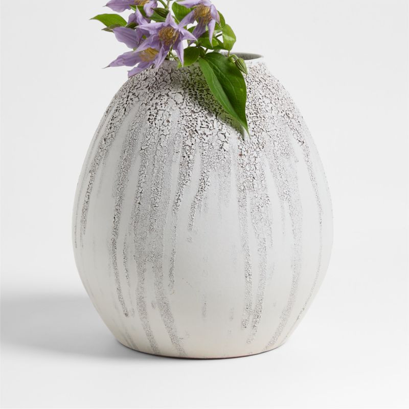 Toluca Small Beige Ceramic Textured Vase 13" | Crate & Barrel | Crate & Barrel