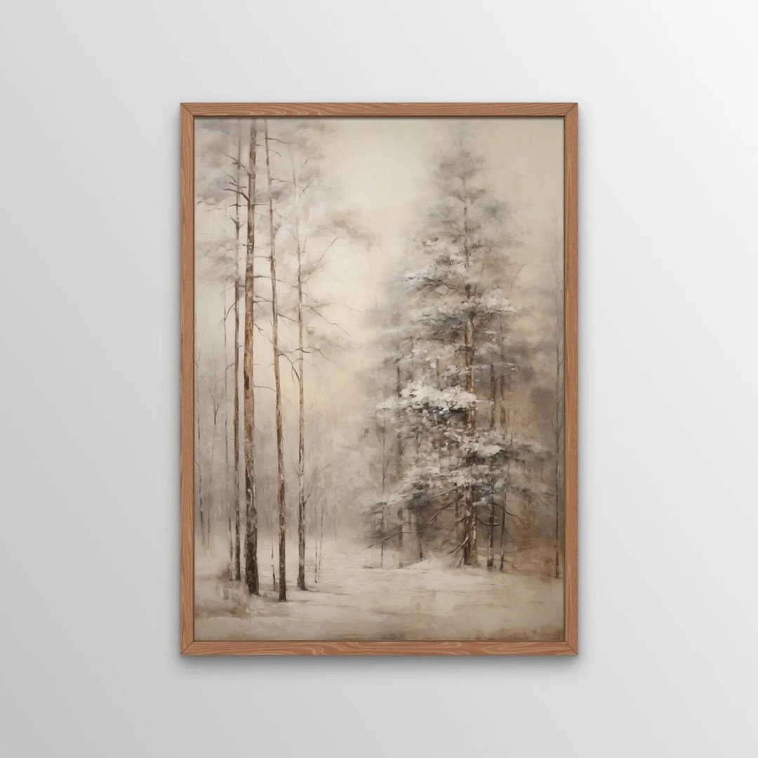 Snowy Trees Wall Art, Digital Print, Elegant Printable Wall Art, Farmhouse Décor, Winter Landsca... | Etsy (US)