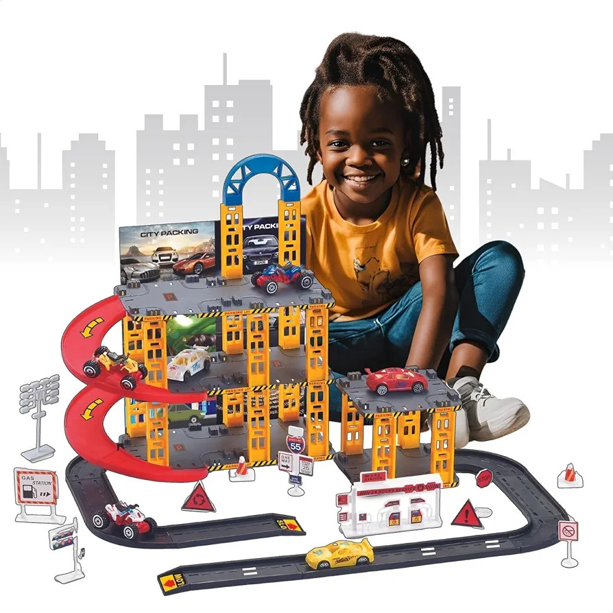 Pista De Carrinhos Brinquedo Infantil Corrida Lava Rápido 3 Andares Acompanha 4 Carrinhos | Amazon (BR)