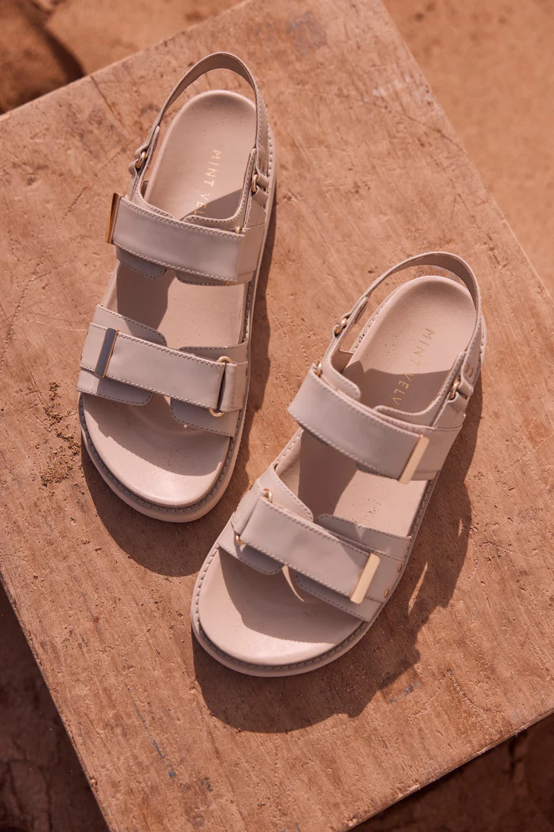 Taupe Leather Chunky Sandals | Mint Velvet