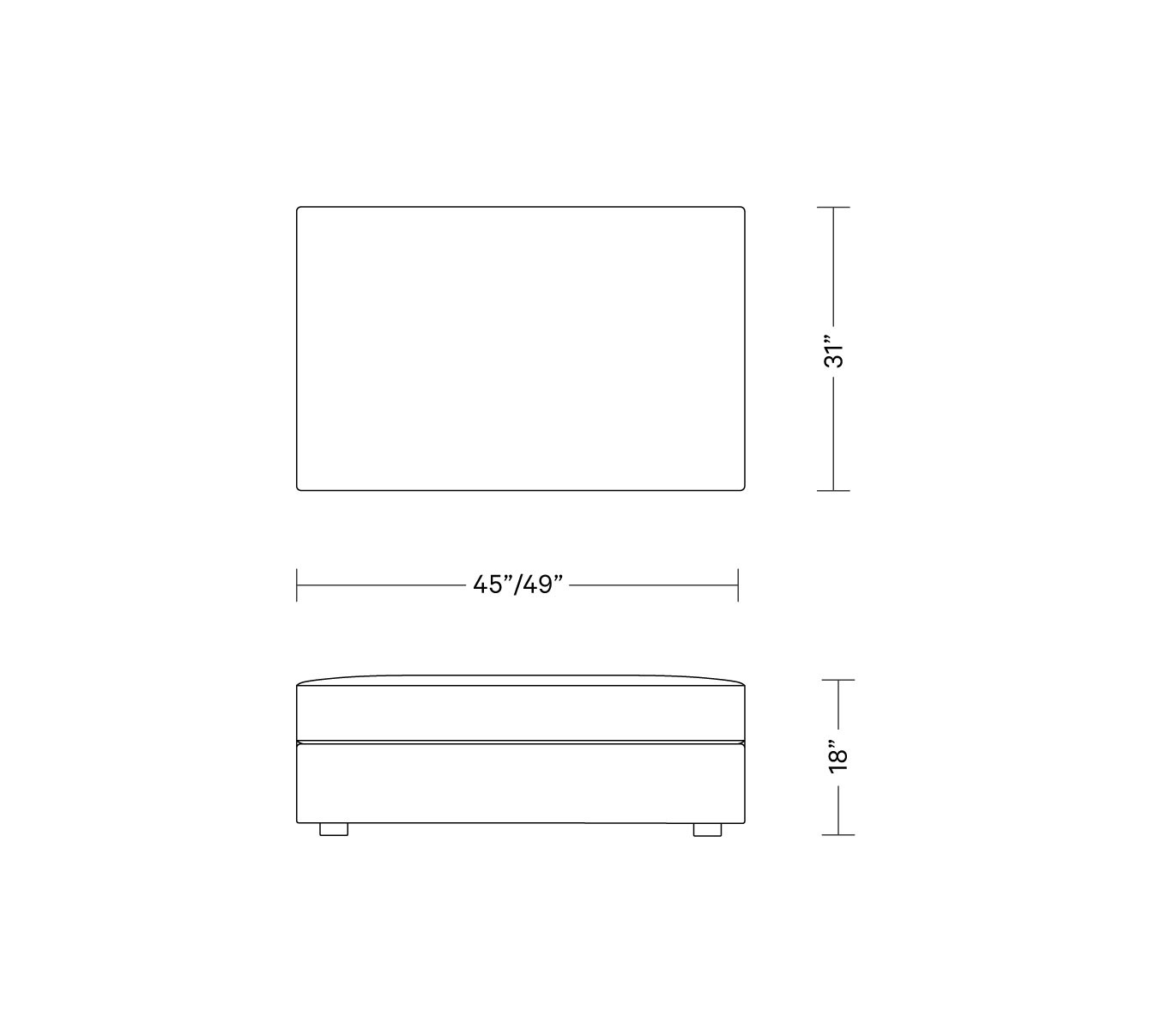 Lee Larger Rectangle Ottoman with Storage Option | Interior Define