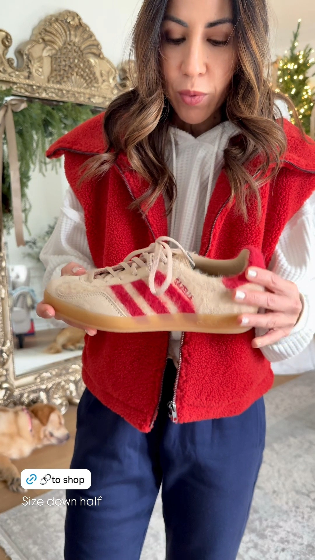 Hoodie small. Red vest small. Jogger sweatpants small petite. Adidas sneakers size down half. Bag code in sage TAMMY15.


#LTKGiftGuide #LTKOver40