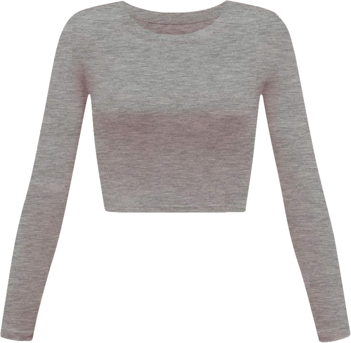 Women's Basic Round Neck Long Sleeve Crop Top | Amazon (US)