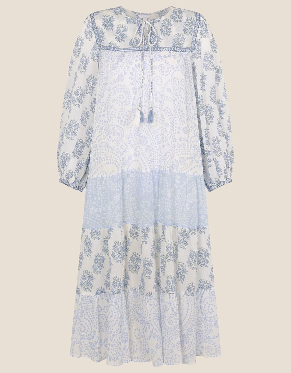 Whitley Heritage Tiered Dress Blue | Monsoon (UK)