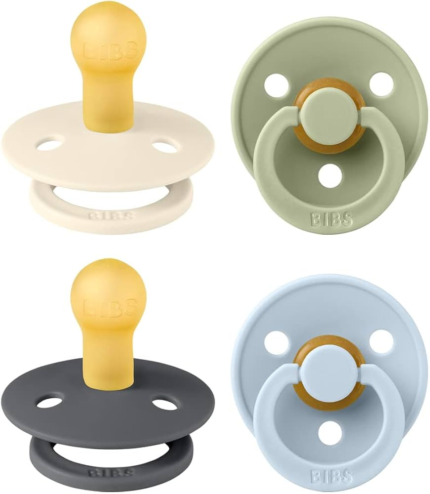 BIBS Color Pacifiers 4-Pack | BPA Free Soother Pacifier | Round Nipple | Natural Rubber Latex | M... | Amazon (US)