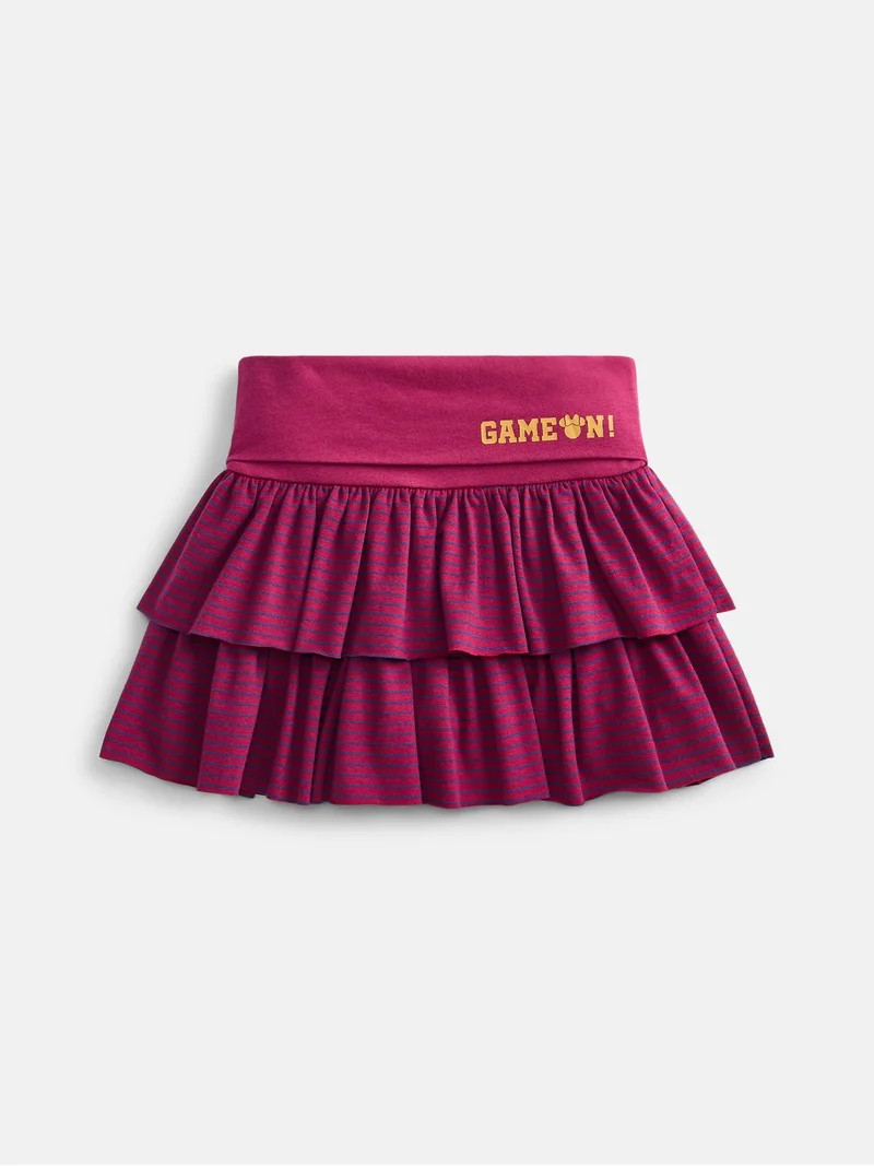 Minnie Mouse Girls' Varsity Stripe Tiered Ruffle Skort, Sizes 4-16 | Walmart (US)