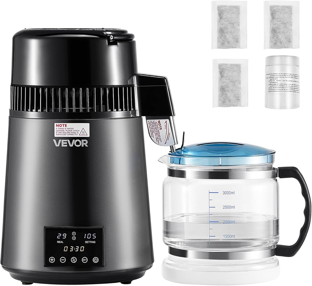 VEVOR Water Distiller, 4L /1.1 Gallon Pure Water Distilled for Home Table Countertop, 750W Distil... | Amazon (US)