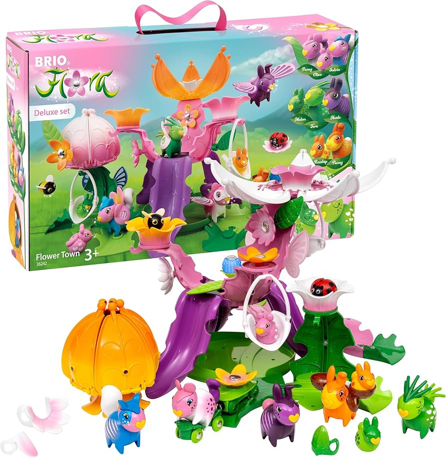 BRIO Flora Flower Town Deluxe Set - 47-Piece Interactive Build & Decorate Playset for Open-Ended ... | Amazon (US)