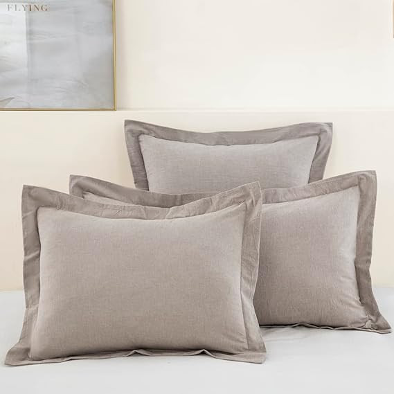 DAUAOTO Euro Shams Square Pillow Cushion Cover 2pc Set Washed Cotton 26"x26" Super Soft Decorativ... | Amazon (US)