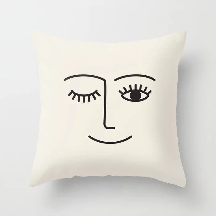 Wink (Off White) Throw Pillow | Society6