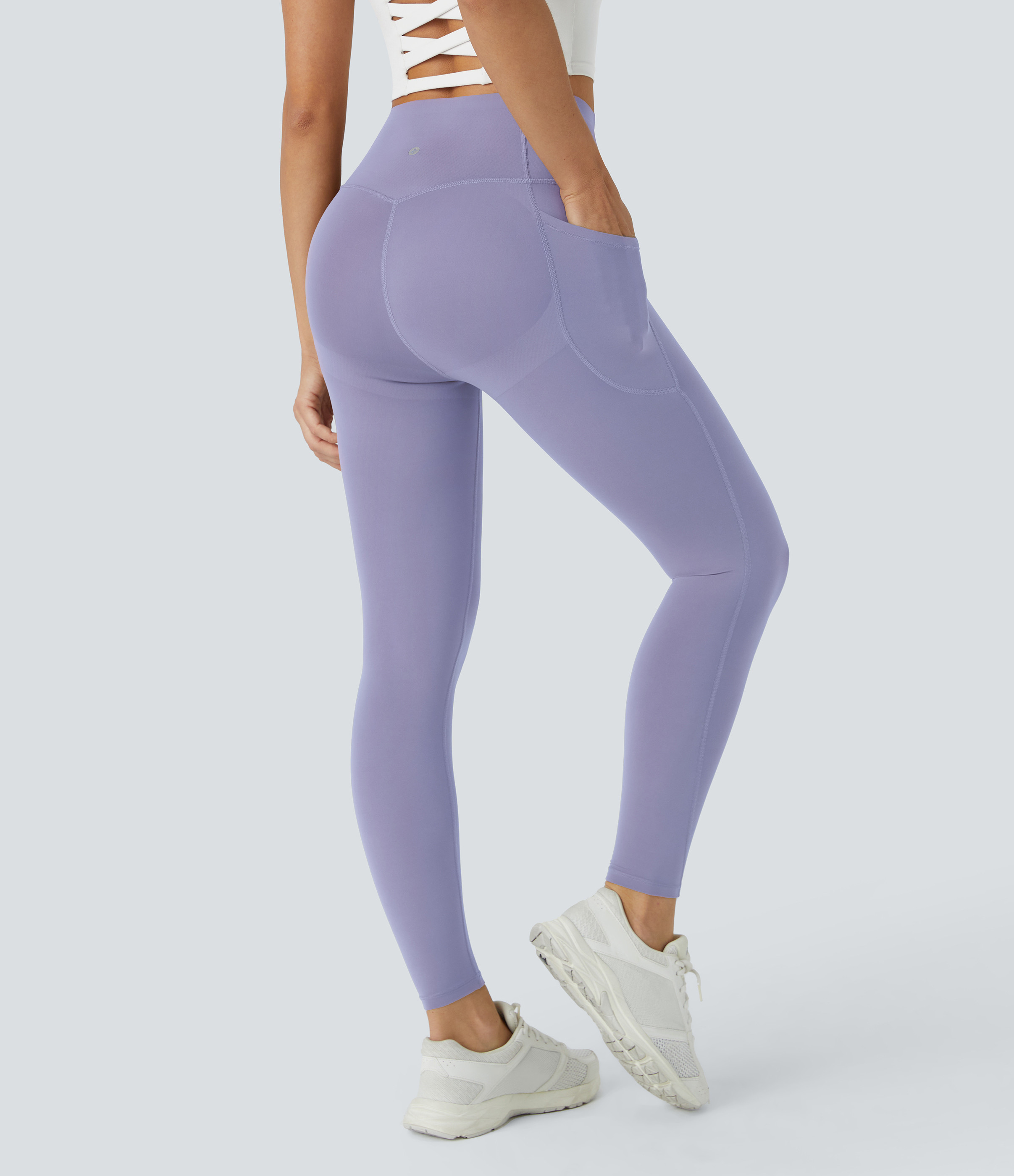 Halara Halara UltraSculpt™ SoCinched High Waisted Butt Lifting Tummy Control Pocket Shaping Workout Leggings - Falling Gray Purple - S(7/8) | HALARA