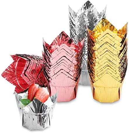 Cupcake Liners, Eusoar 3.5oz Aluminum Foil Baking Cups 150pcs, Muffin Cups, Disposable Tulip Styl... | Amazon (US)