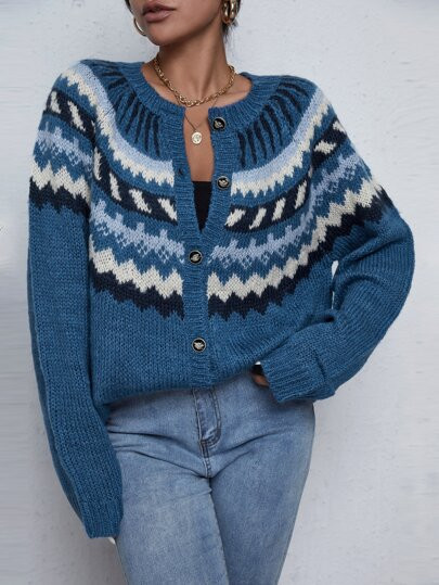 Fair Isle Pattern Cardigan | SHEIN