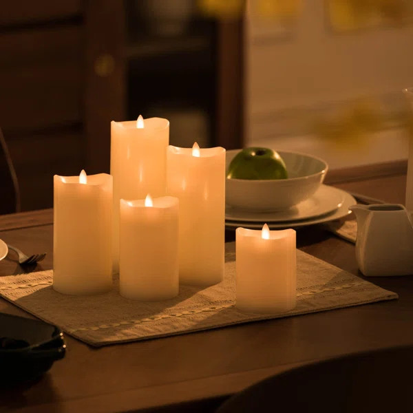 5 Piece Grandiose Unscented Flameless Pillar Candle Set | Wayfair North America