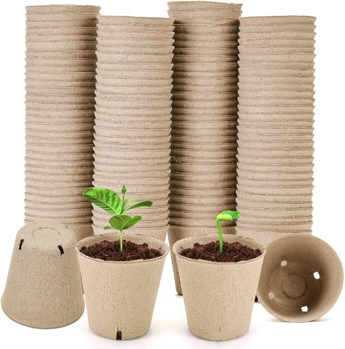 Peat Pots, 126 Packs 3.15 Inch Seed Starting Pots with Drainage Holes Round Nursery Pot, Biodegra... | Amazon (US)