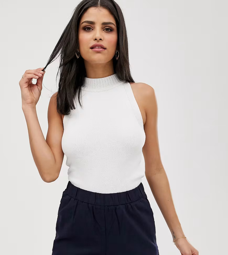 ASOS DESIGN Tall high neck knitted tank-Cream | ASOS (Global)
