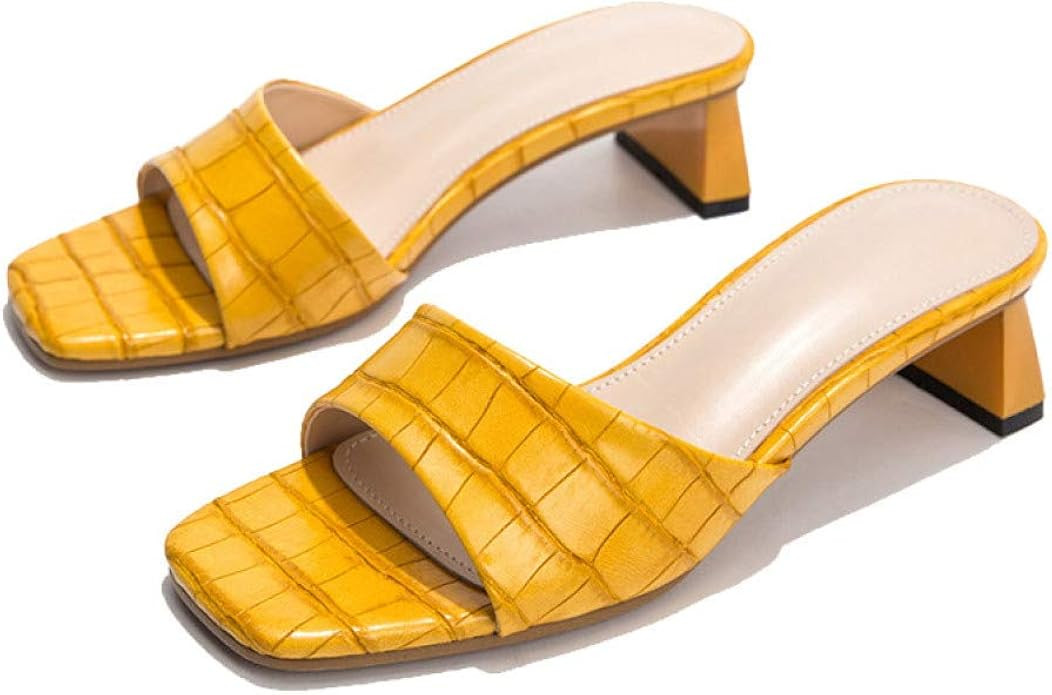 CYBLING Women's Comfort Chunky Low Heel Mules Square Open Toe Slide Sandals Slip On Dress Slipper... | Amazon (US)