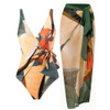 Click for more info about BERANMEY Women's Tropical Print One Piece Swimsuit with Cover up Beach Skirt Sarong Two Piece Flo...