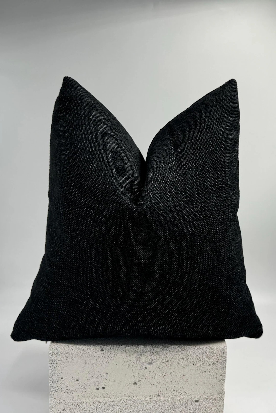 Black Textured Linen Pillow Cover,luxury Black Linen Pillow Cover, Thick Black Pillow Cover, Blac... | Etsy (US)