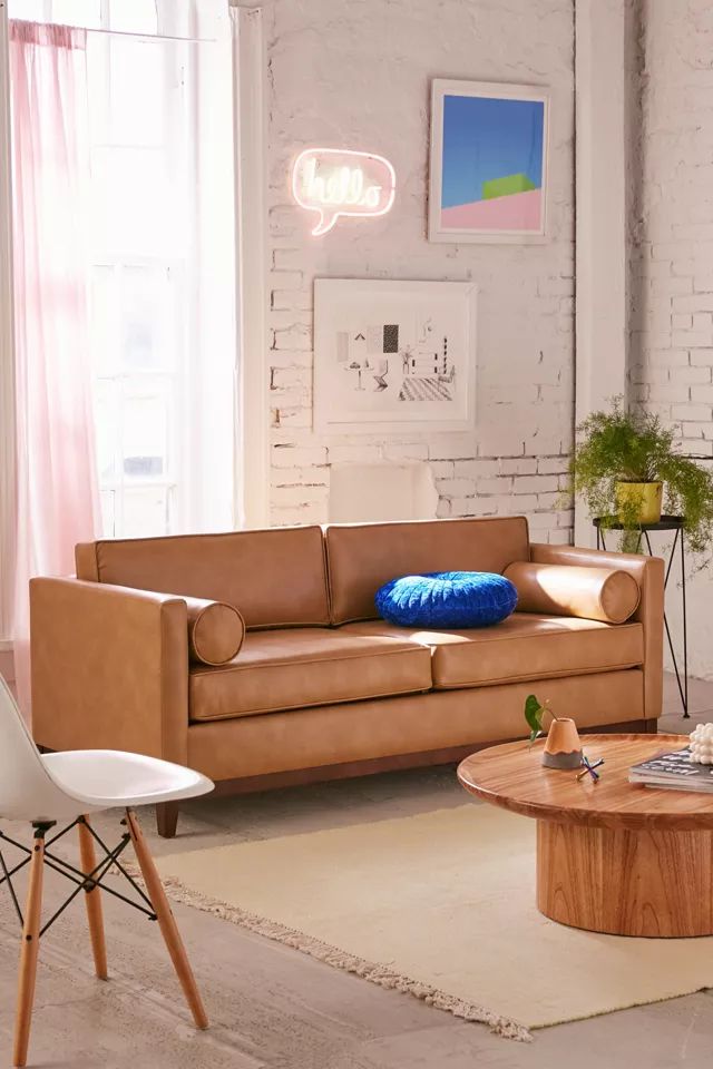 Piper Petite Recycled Leather Sofa | Urban Outfitters (US and RoW)
