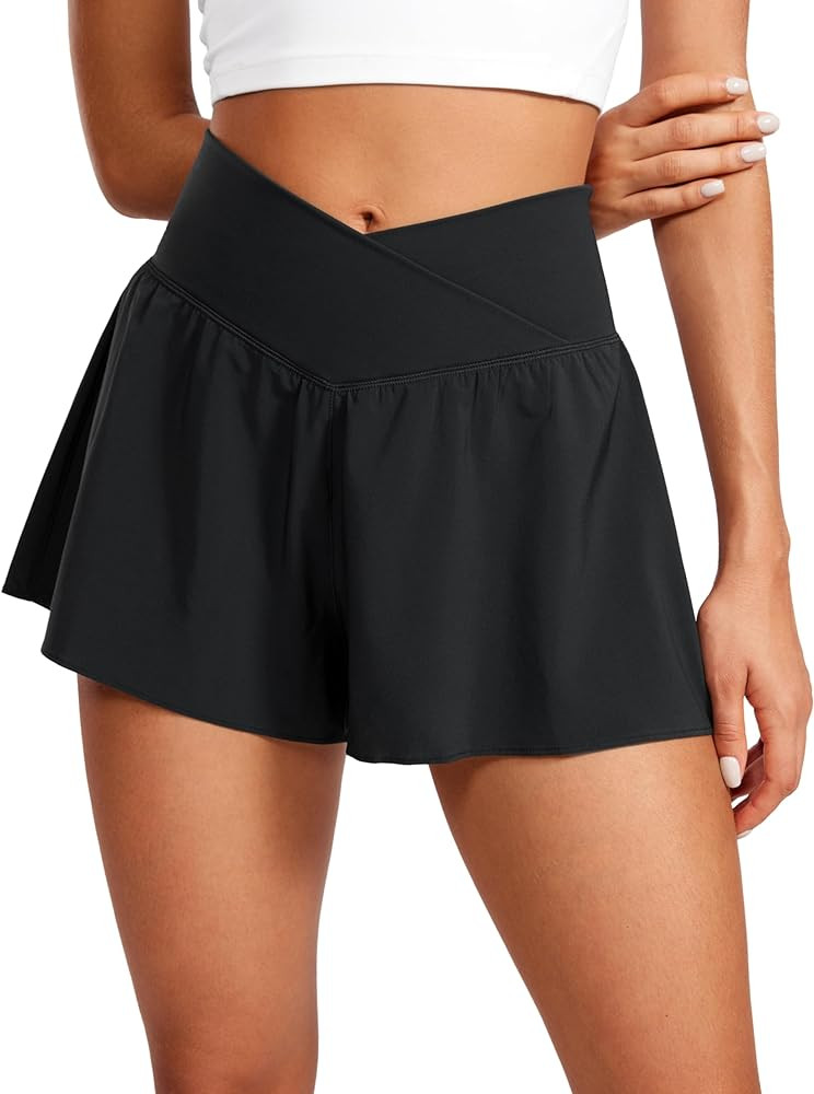 CRZ YOGA Crossover Butterfly Athletic Shorts for Women 2 in 1 Flowy High Waisted for Tennis Runni... | Amazon (US)