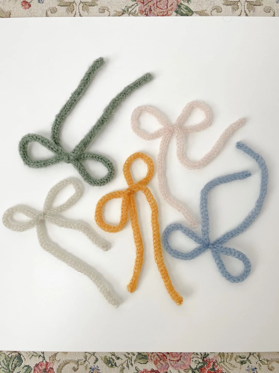 Set of 2 Handmade Knit Mohair Hair Bows // Handmade Hair - Etsy | Etsy (US)