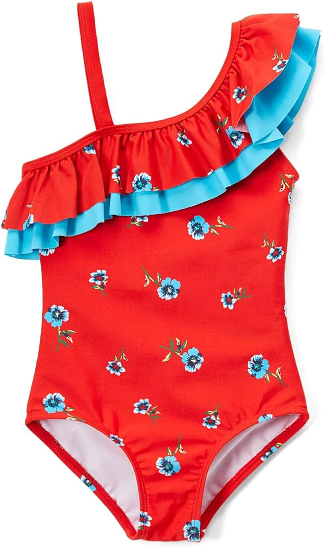 Kanu Surf Girls' Morgan Floral Ruffle 1-Shoulder 1-Piece Swimsuit | Amazon (US)