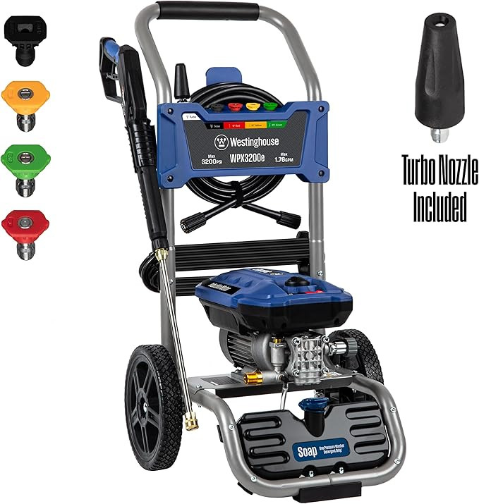 Westinghouse WPX3200e Electric Pressure Washer, 3200 PSI and 1.76 Max GPM, Induction Motor, Onboa... | Amazon (US)
