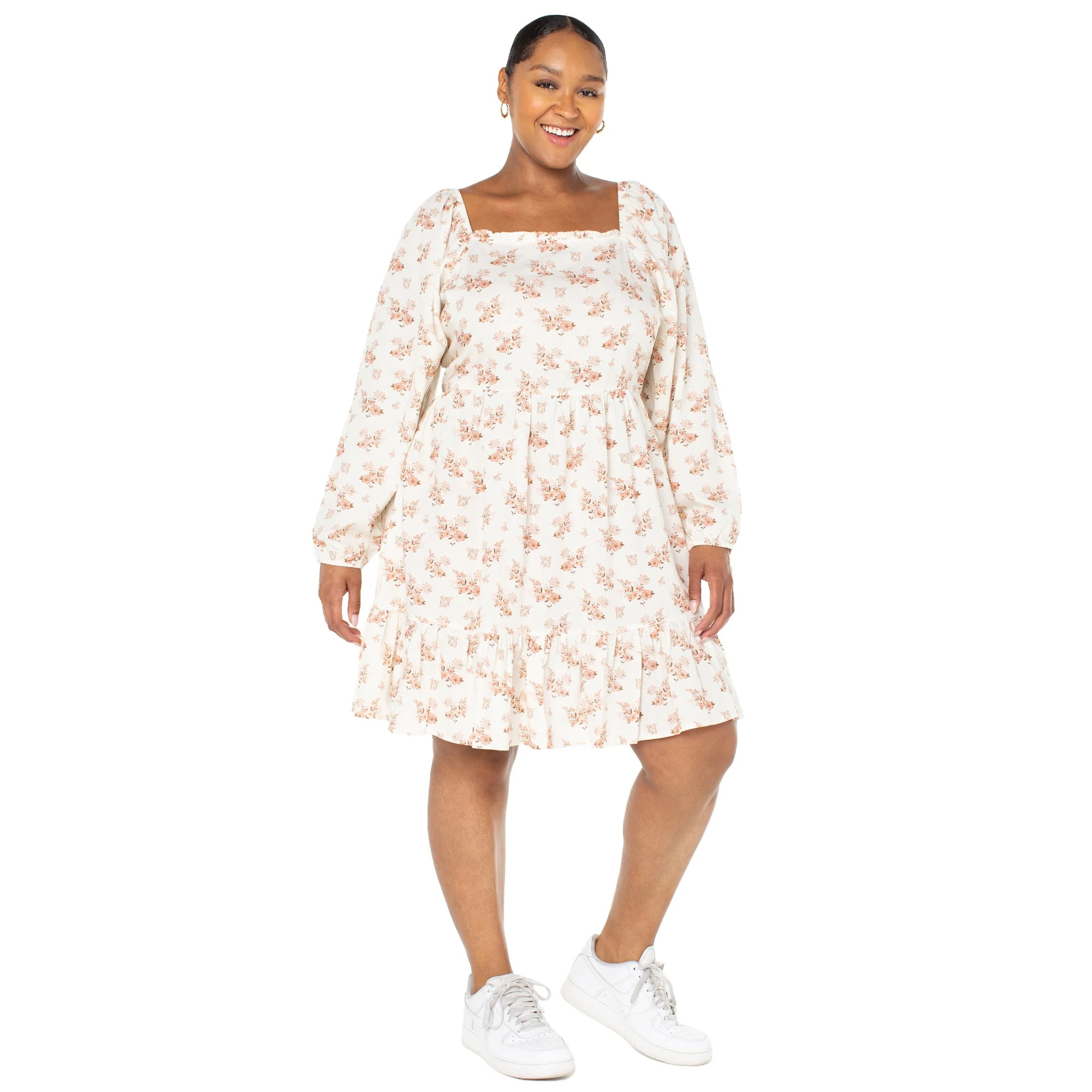 Celebrity Pink Juniors Plus Long Sleeve Smocked Tiered Dress (Sizes 1X-3X) | Walmart (US)