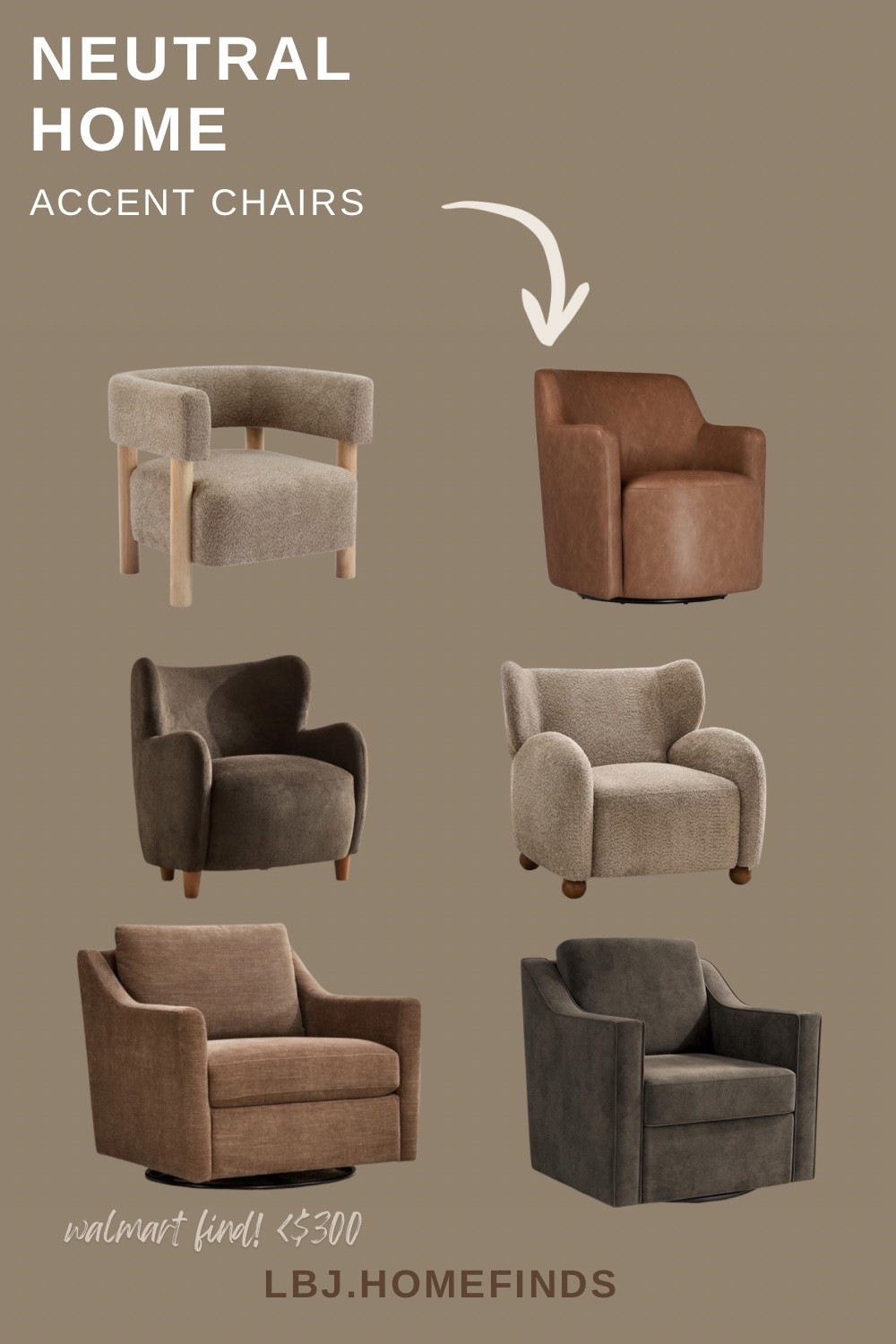 Neutral chair lovers 🤎 These accent chairs bring that warm, designer look without the designer price tag. Cozy textures, soft curves, and versatile tones that work in modern, organic, and minimalist homes. Plus — that Walmart find under $300 is too good to miss 👀 Tap to shop my favorite luxury-for-less seating finds ✨

#LTKSeasonal #LTKHome #LTKstorytime