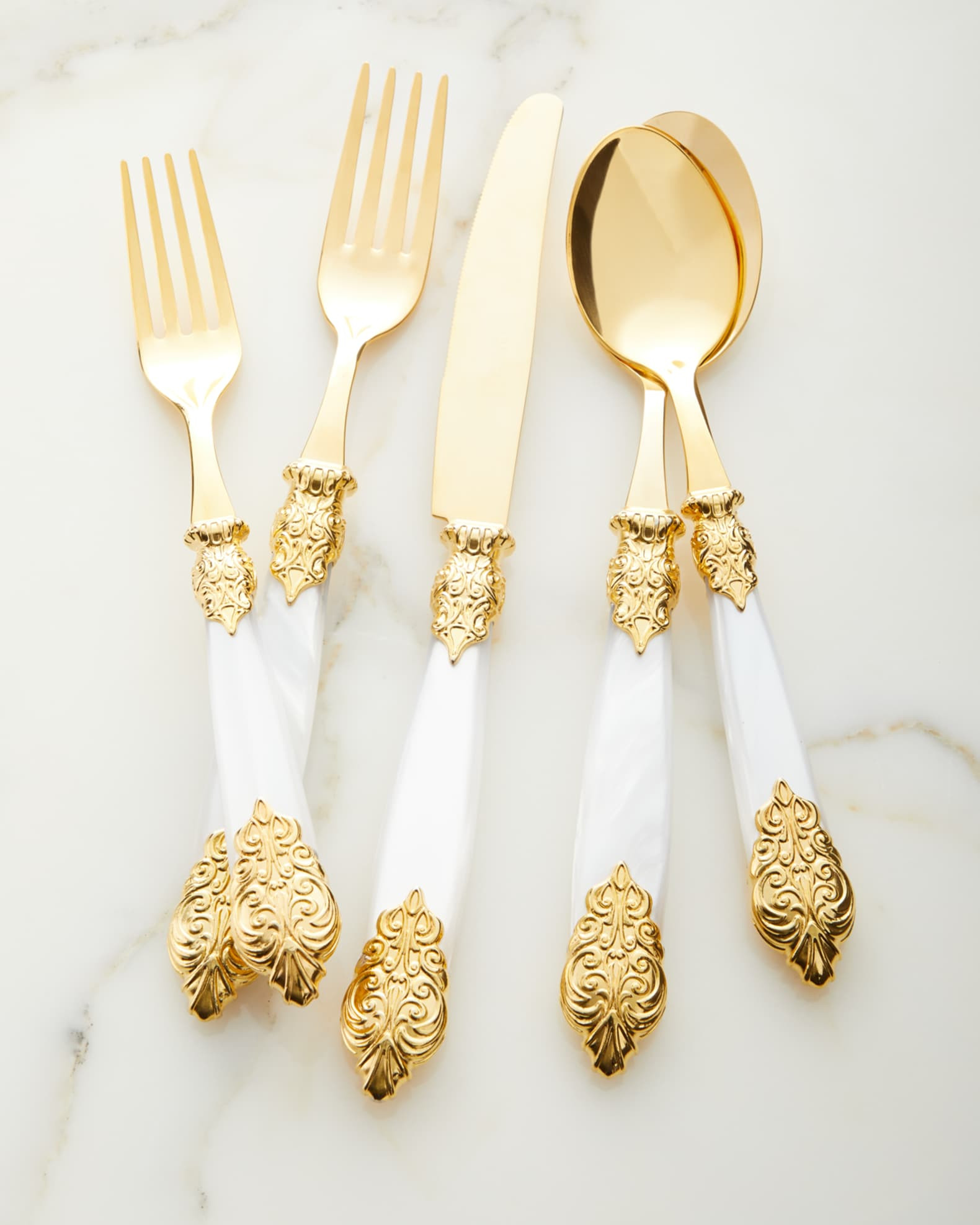 Neiman Marcus 20-Piece Versailles Gold Flatware Service | Horchow
