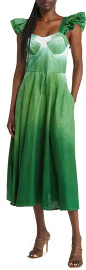 Binsa Ombré Ruffle Cotton Midi Dress | Nordstrom